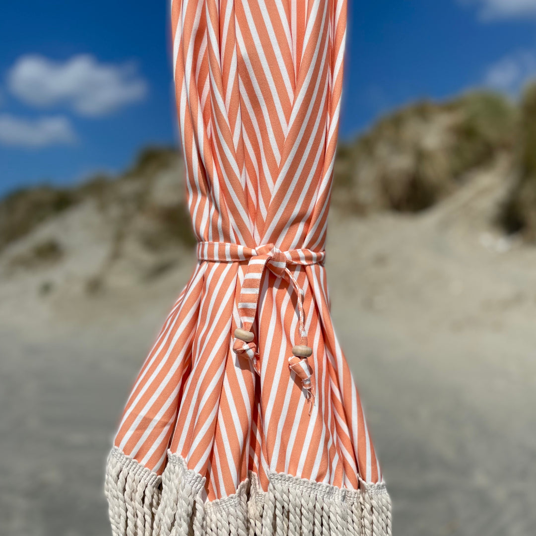 The Southbourne: Peach Striped Boho Beach Umbrella