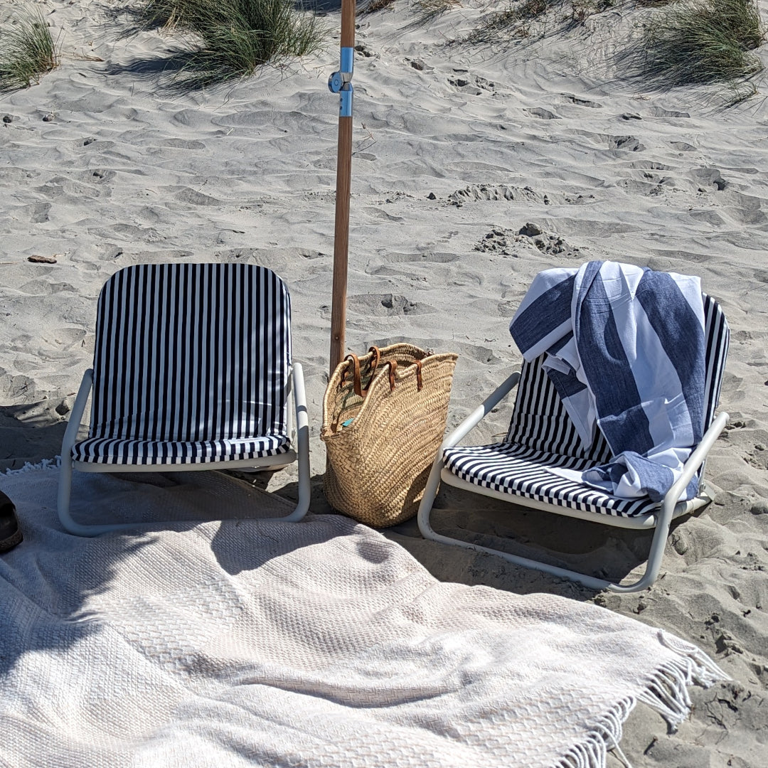 The Holkham: Navy Striped Beach Chair
