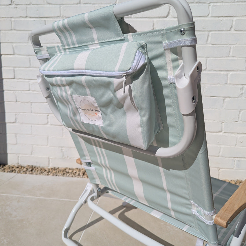 The Hove: Green Striped Backpack Beach Chair