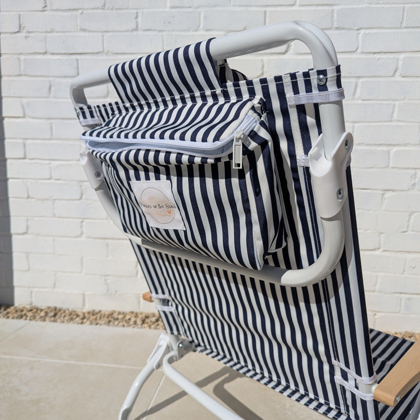 The Holkham: Navy Striped Backpack Beach Chair