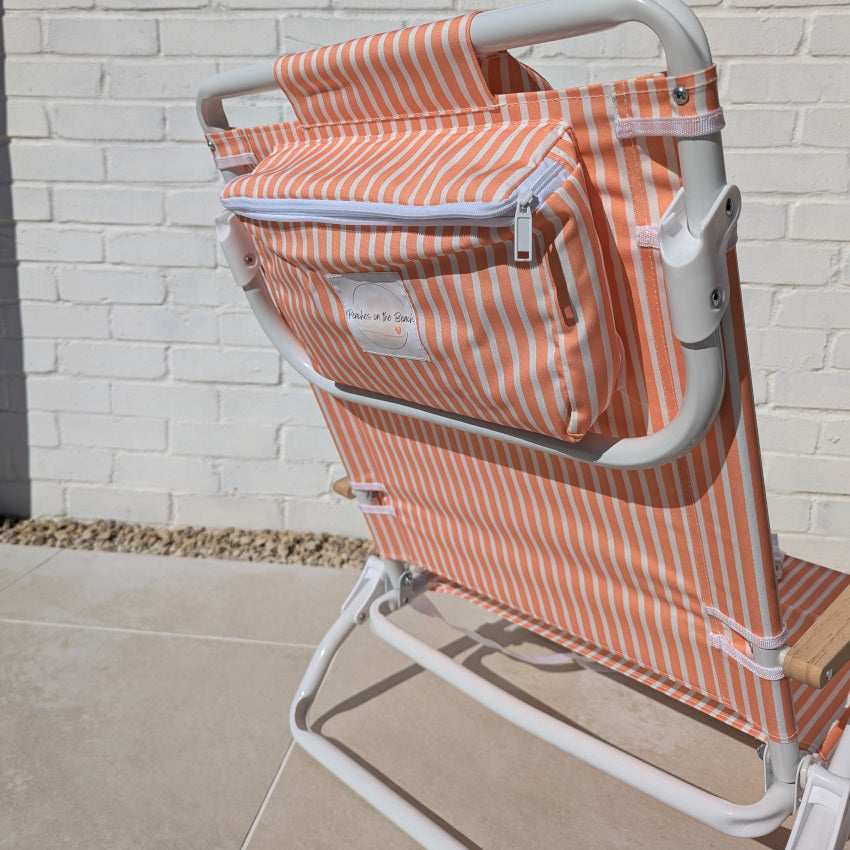 The Southbourne: Peach Striped Backpack Beach Chair