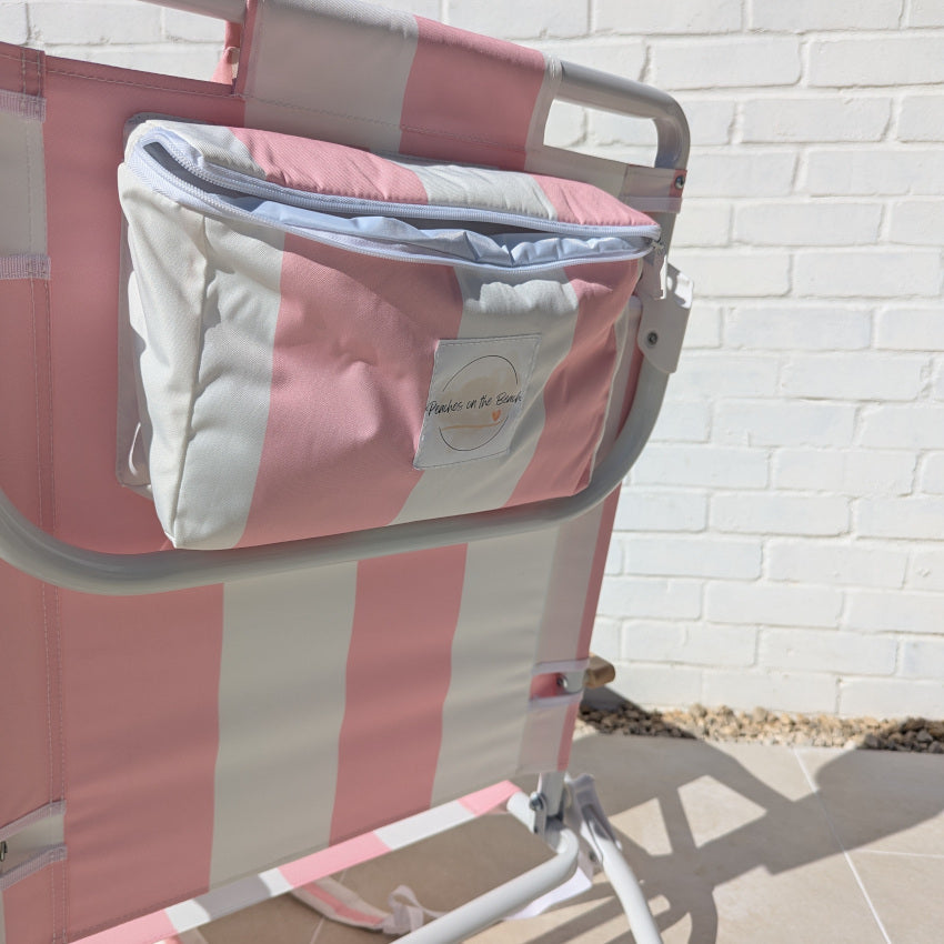 The Camber Sands: Pink Striped Backpack Beach Chair
