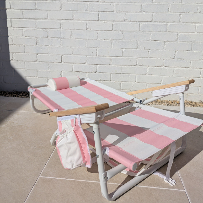 The Camber Sands: Pink Striped Backpack Beach Chair