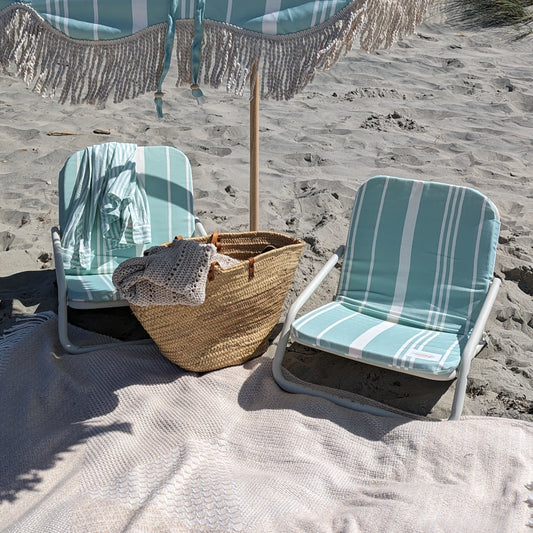 The Hove: Green Striped Beach Chair